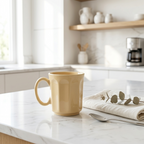 Pastel Yellow Octagonal Ceramic Mug Set-180ml-Set of 6