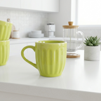 Pear Extract Ribbed Ceramic Mug Set | 180ml | Set of 6