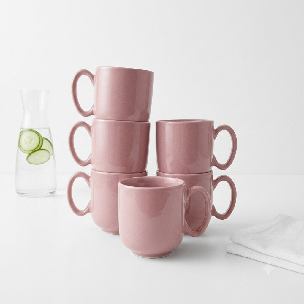 Premium Violet Glossy Ceramic Mug Set of 6-200ml