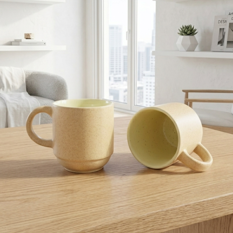 Speckled Wheat Ceramic Mug Set of 6