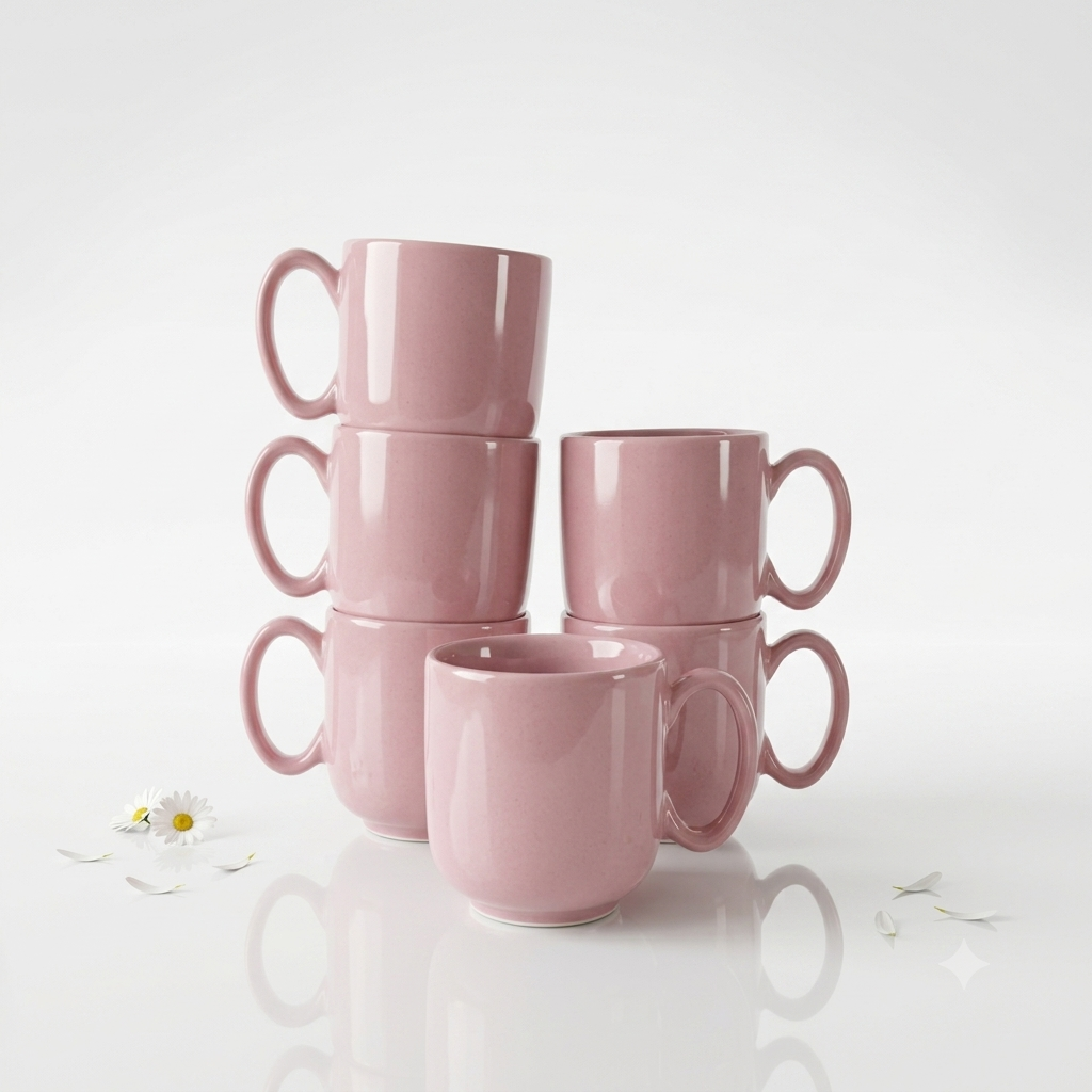 Premium Violet Glossy Ceramic Mug Set of 6-200ml