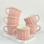 Rose Bisque Barrel Ceramic Mug Set-120ml-Set of 6
