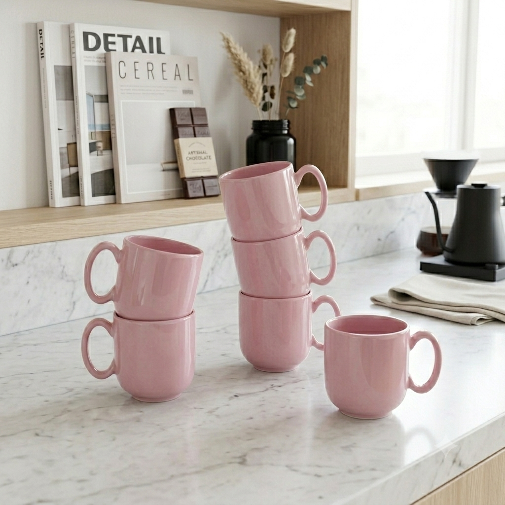 Premium Violet Glossy Ceramic Mug Set of 6-200ml