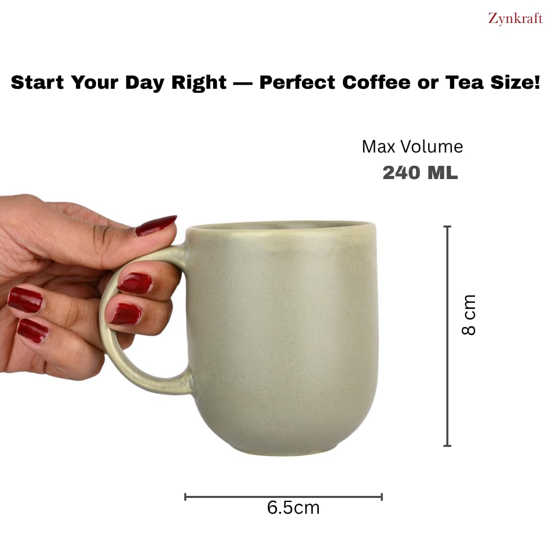 Premium Sage Green Matte Ceramic Mug Set of 4