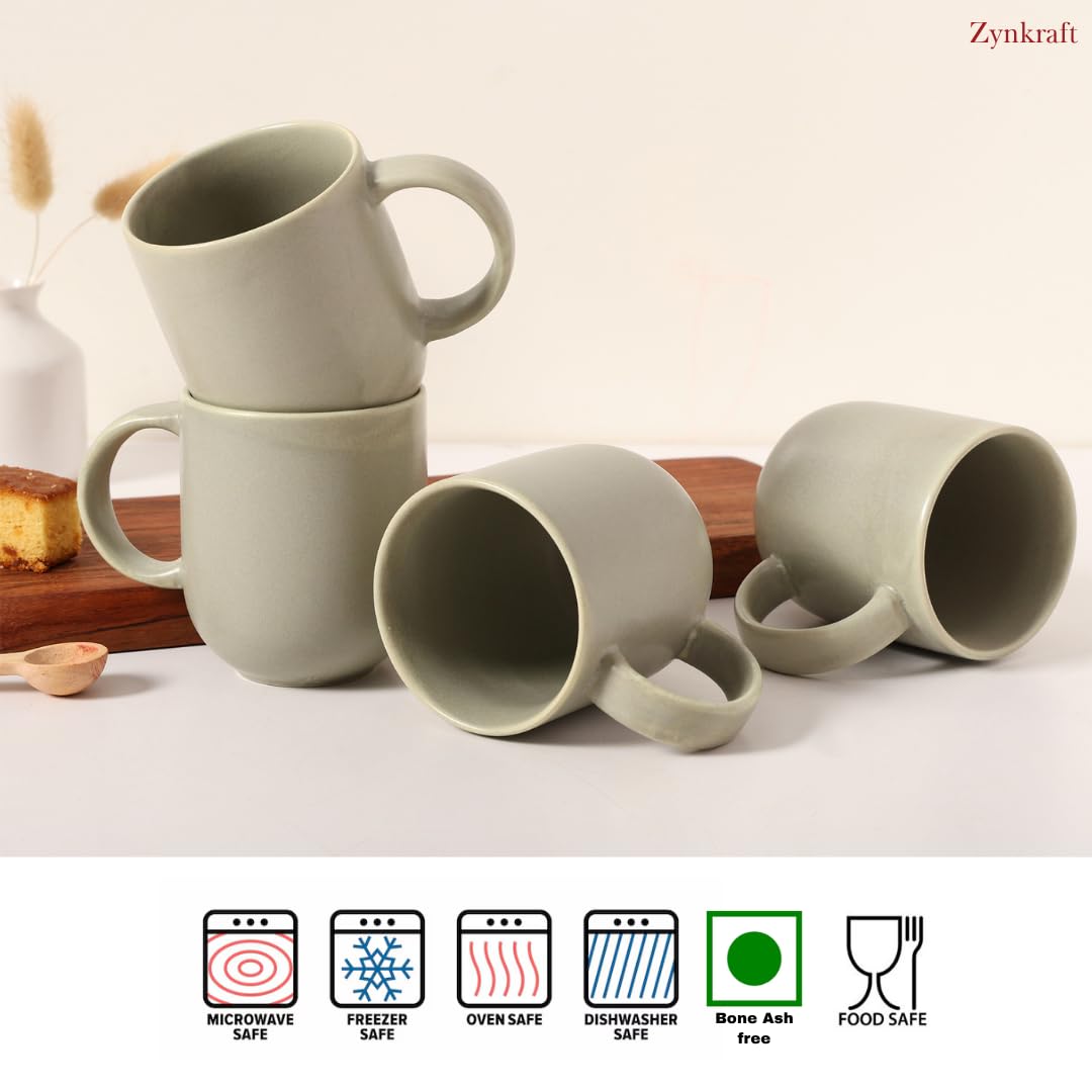 Premium Sage Green Matte Ceramic Mug Set of 4