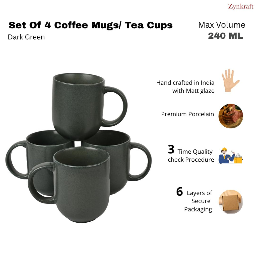 Premium Matte Ceramic Mug Set of 4