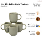 Premium Sage Green Matte Ceramic Mug Set of 4