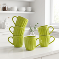 Pear Extract Ribbed Ceramic Mug Set | 180ml | Set of 6