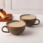 Premium Grey Brown Ceramic Coffee Mug Set of 6