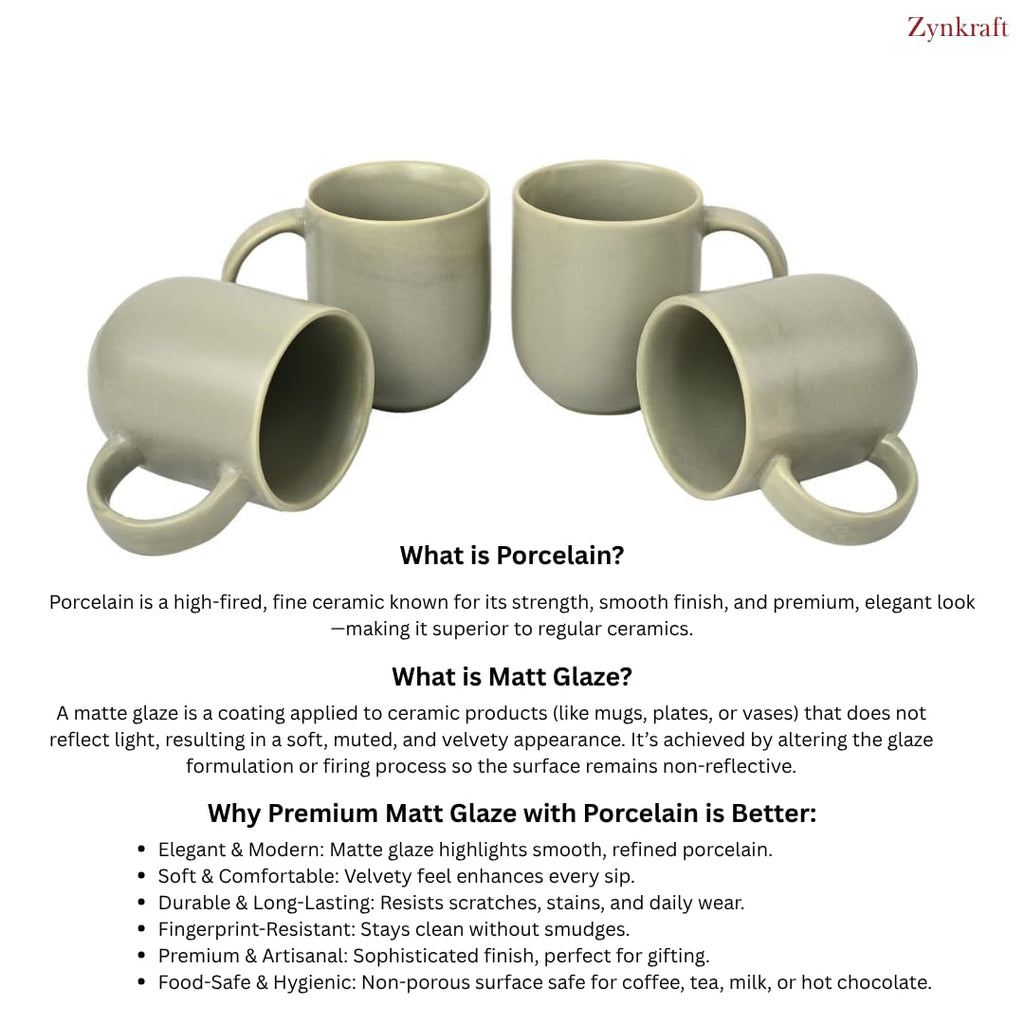 Premium Sage Green Matte Ceramic Mug Set of 4