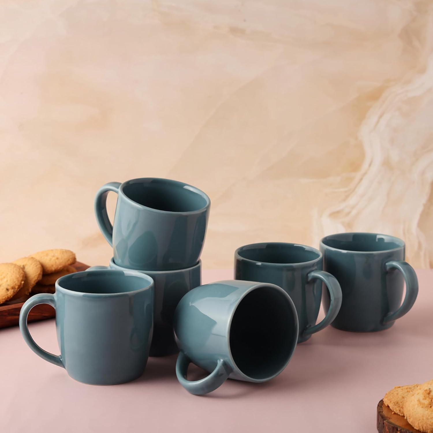 Ceramic Tea Cups Set of 6 - 220 ml (Sky Blue)