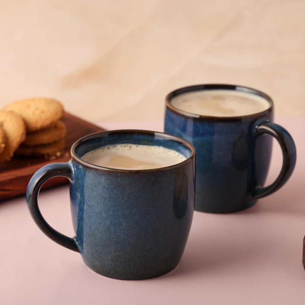 Tea Cup | Coffee Mug Porcelain Ceramic - Tea Cups Set of 6, 220ml Each (Blue)