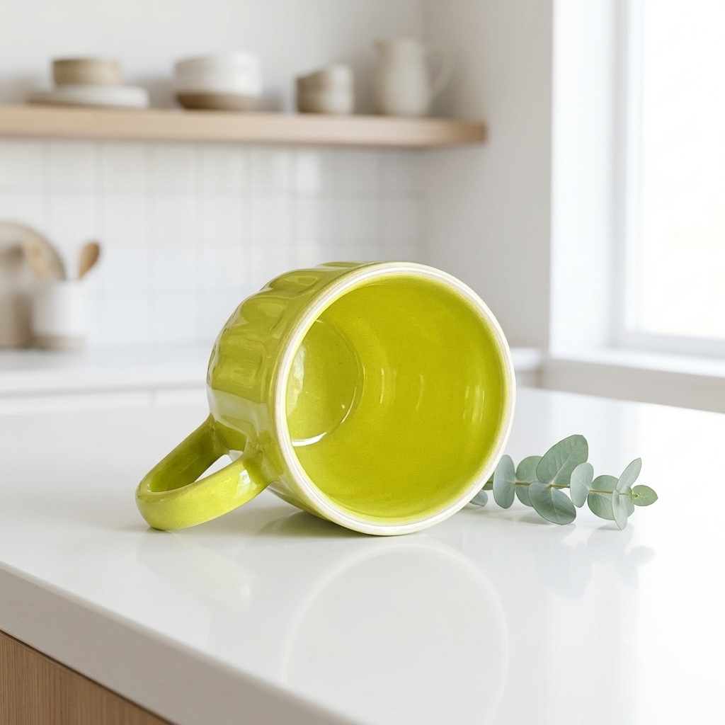 Pear Extract Ribbed Ceramic Mug Set | 180ml | Set of 6