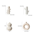 White Speckled Ceramic Vase Set | Donut, Bubble, Twisted &amp; Cactus | Set of 4
