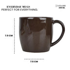 Porcelain Ceramic Tea/Coffee Mugs - Set of 6, 220ml Each (Brown)