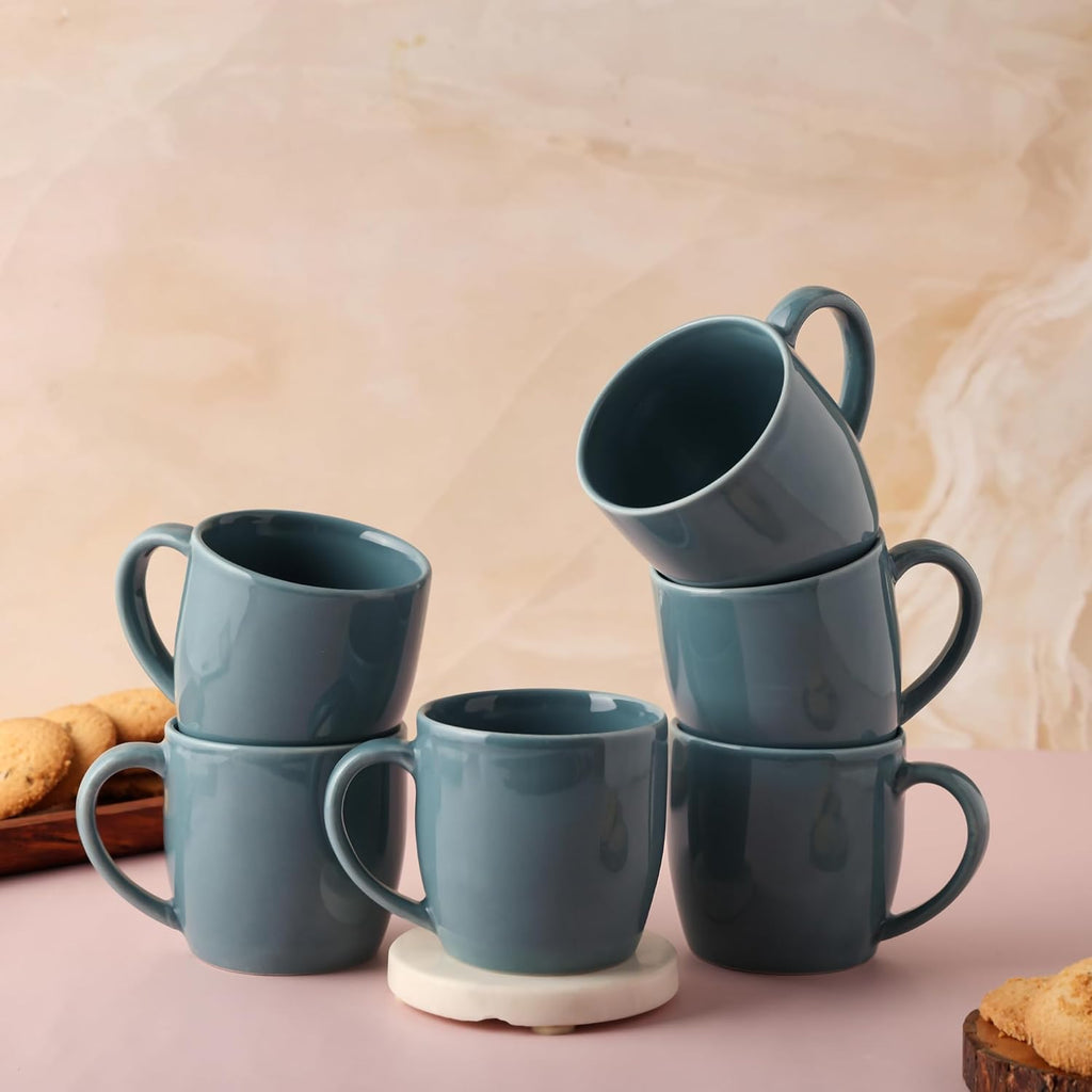 Ceramic Tea Cups Set of 6 - 220 ml (Sky Blue)
