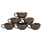 Premium Grey Brown Ceramic Coffee Mug Set of 6