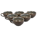 Premium Grey Brown Ceramic Coffee Mug Set of 6