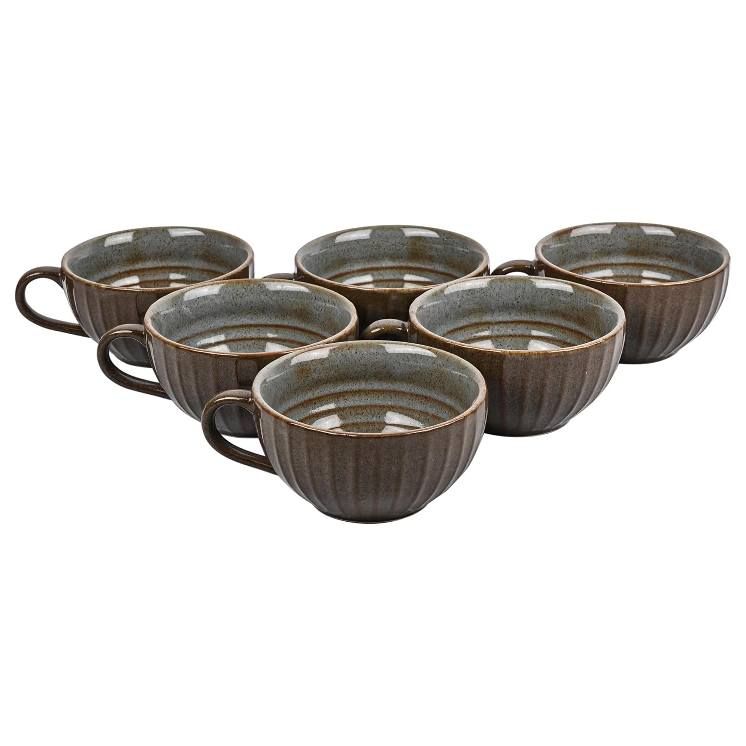 Premium Grey Brown Ceramic Coffee Mug Set of 6