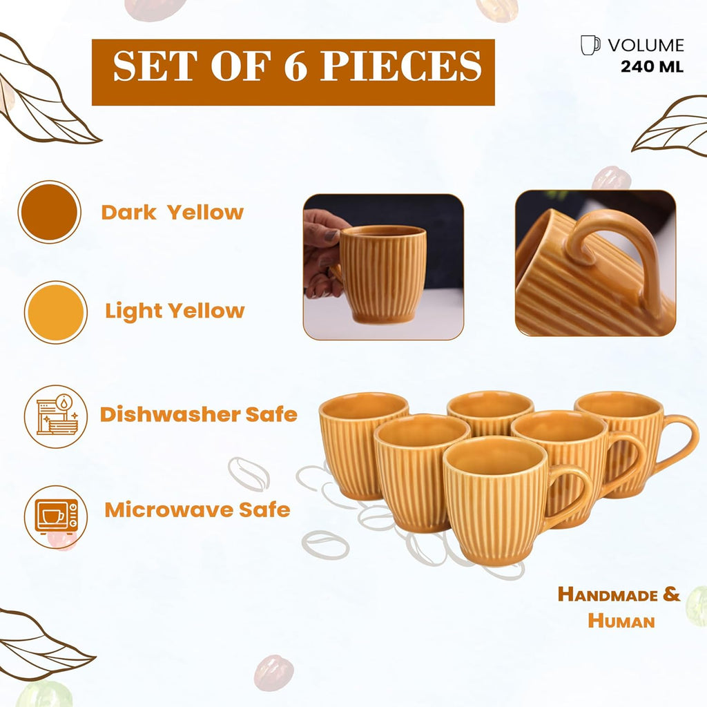 Premium Mustard Tea Cups Sets of 6