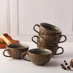 Set of brown ceramic cups