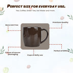 Porcelain Ceramic Tea/Coffee Mugs - Set of 6, 220ml Each (Brown)