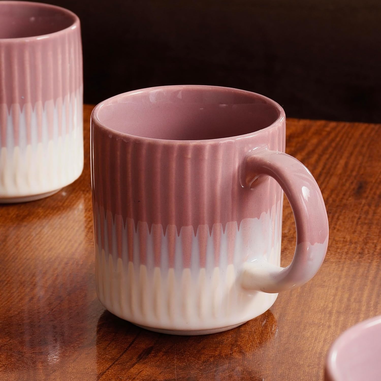 Premium 2 Tone Ribbed Tea Cups 2 Ribbed