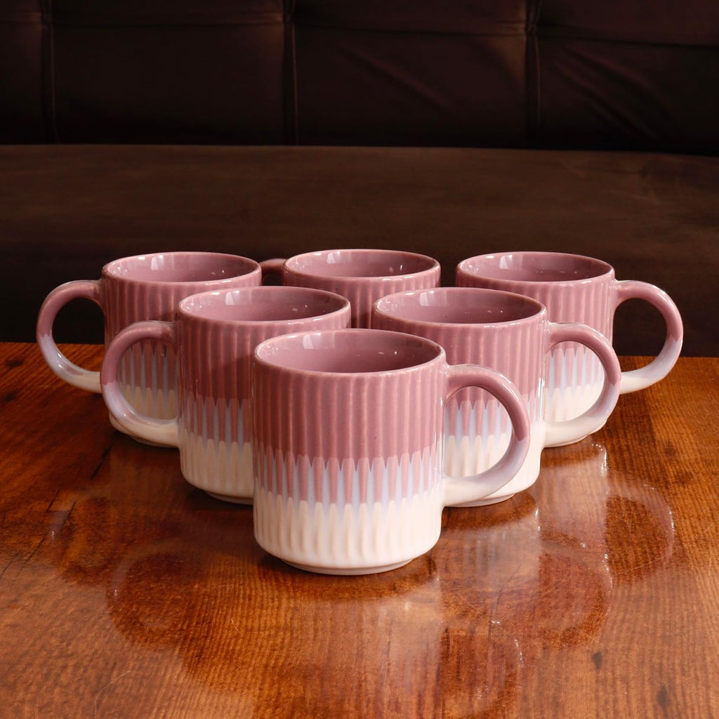 Premium 2 Tone Ribbed Tea Cups 2 Ribbed