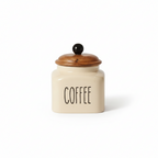 Ceramic Coffee Jar-600ml capacity and airtight wooden lid