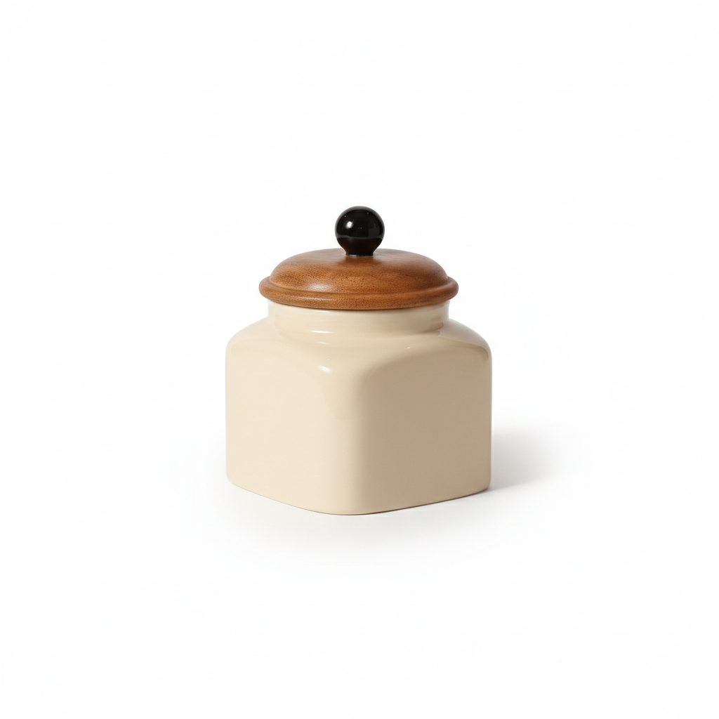 Ceramic Coffee Jar-600ml capacity and airtight wooden lid