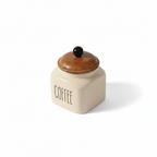 Ceramic Coffee Jar-600ml capacity and airtight wooden lid