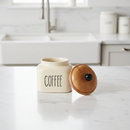 Ceramic Coffee Jar-600ml capacity and airtight wooden lid