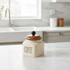 Ceramic Coffee Jar-600ml capacity and airtight wooden lid