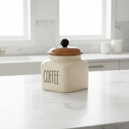 Ceramic Coffee Jar-600ml capacity and airtight wooden lid