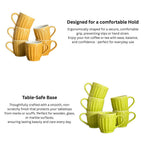 Orange Pop Ribbed Ceramic Mug Set-180ml-Set of 6