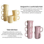 Pastel Yellow Octagonal Ceramic Mug Set-180ml-Set of 6
