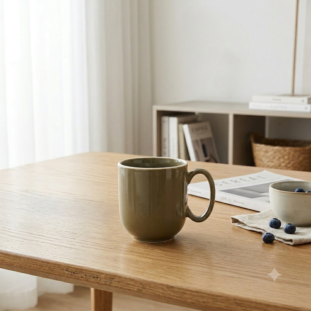 Green Glossy Ceramic Mug Set of 6-200ml