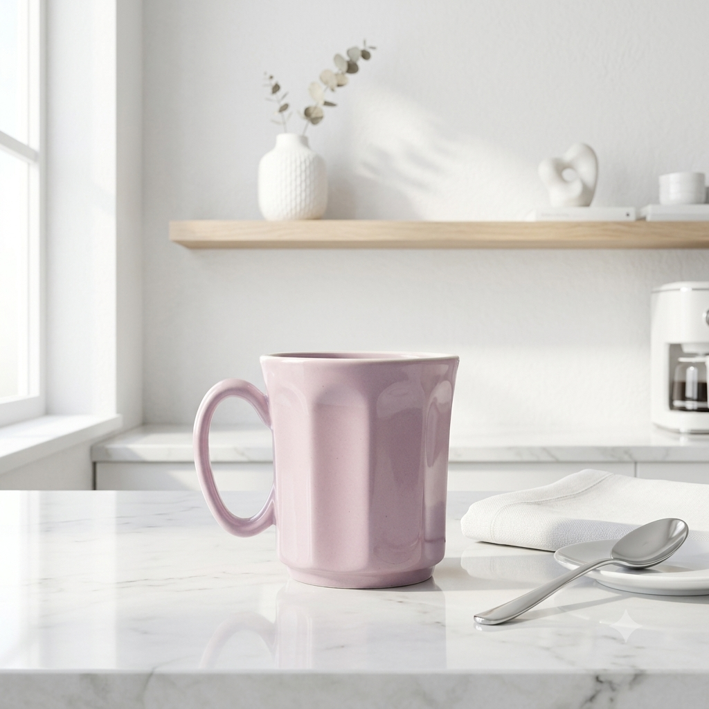 Pastel Purple Octagonal Ceramic Mug Set-180ml-Set of 6
