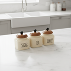Ceramic Tea Jar Container Airtight Kitchen Storage– 600ml, Beige