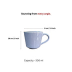 Blue Glossy Ceramic Mug Set of 6-200ml Fine Porcelain