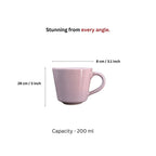 Lavender Glossy Ceramic Mug Set of 6, 200ml Fine Porcelain