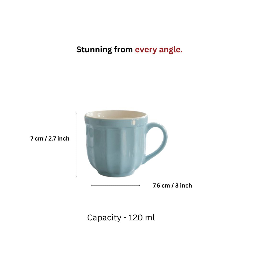Ice Castle Fluted Ceramic Mug Set-120ml-Set of 6