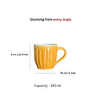 Orange Pop Ribbed Ceramic Mug Set-180ml-Set of 6
