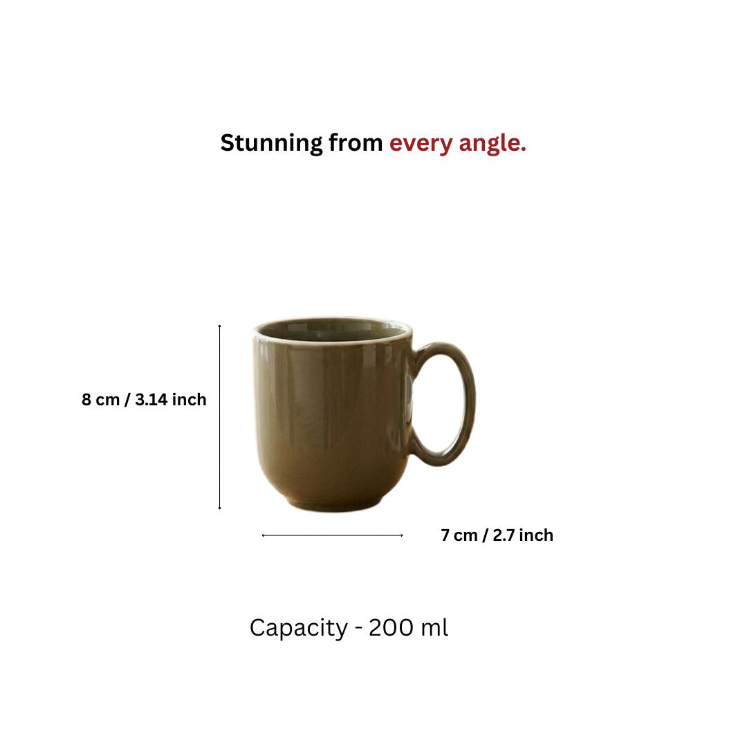 Green Glossy Ceramic Mug Set of 6-200ml