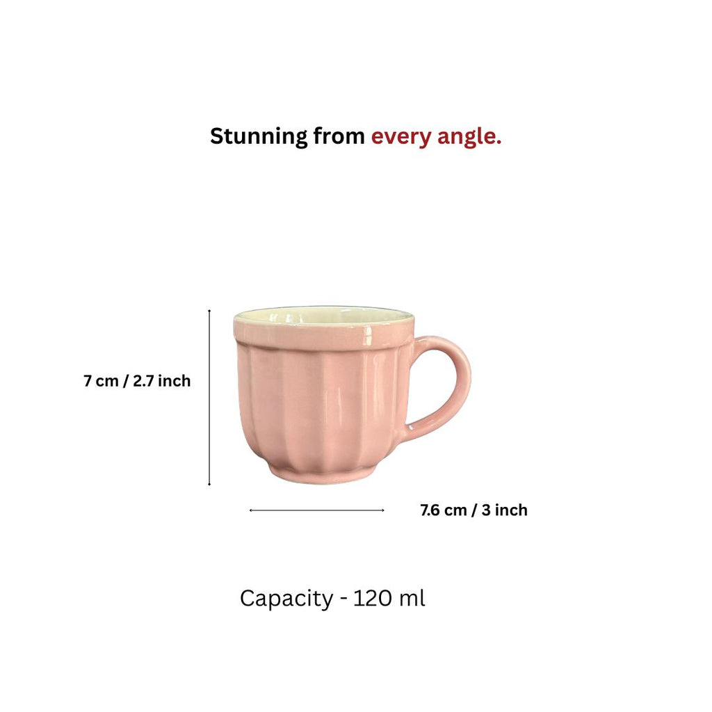 Rose Bisque Barrel Ceramic Mug Set-120ml-Set of 6