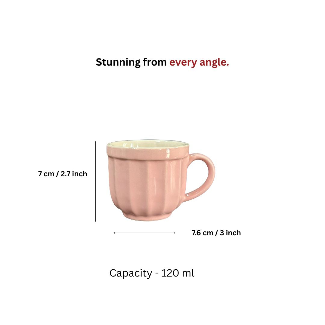 Rose Bisque Barrel Ceramic Mug Set-120ml-Set of 6
