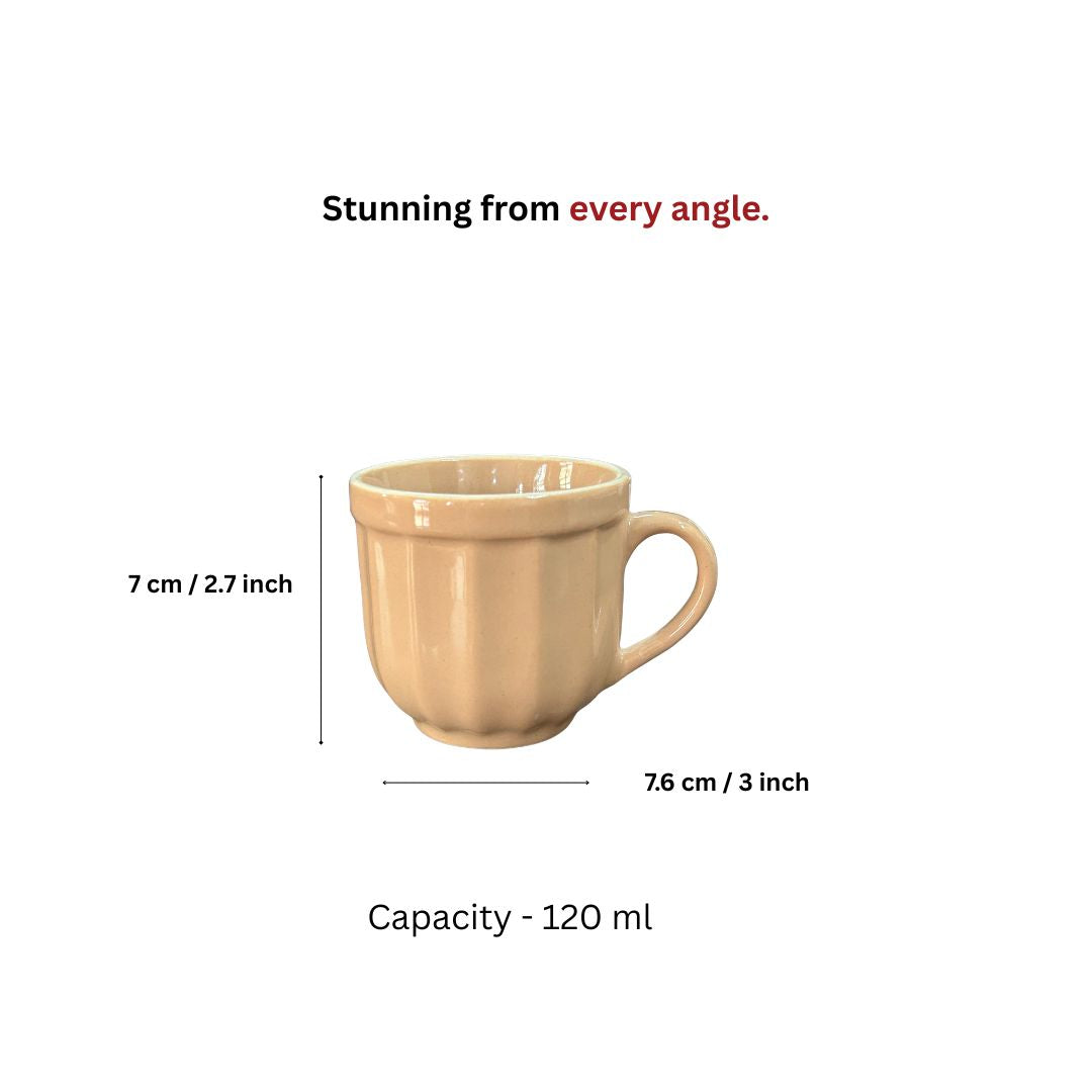 Ice Castle Fluted Ceramic Mug Set-120ml-Set of 6