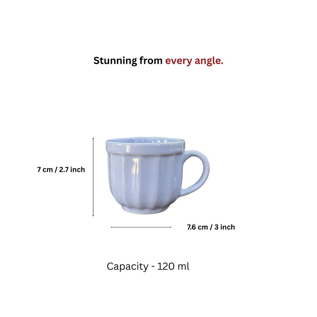 Blue Finch Barrel Ceramic Mug Set-120ml-Set of 6