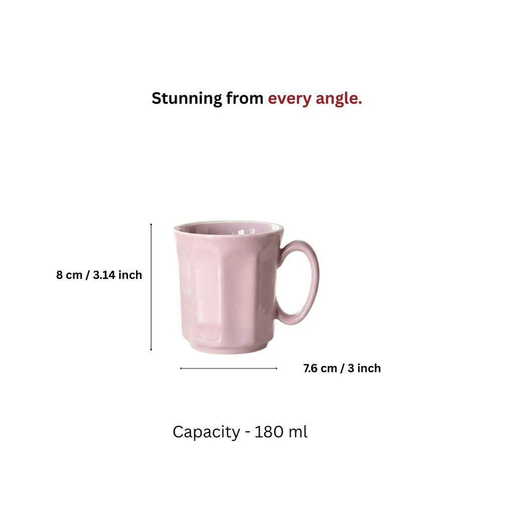 Pastel Purple Octagonal Ceramic Mug Set-180ml-Set of 6