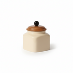 Ceramic Sugar Jar with Wooden Lid | 600ml | Airtight Kitchen Storage